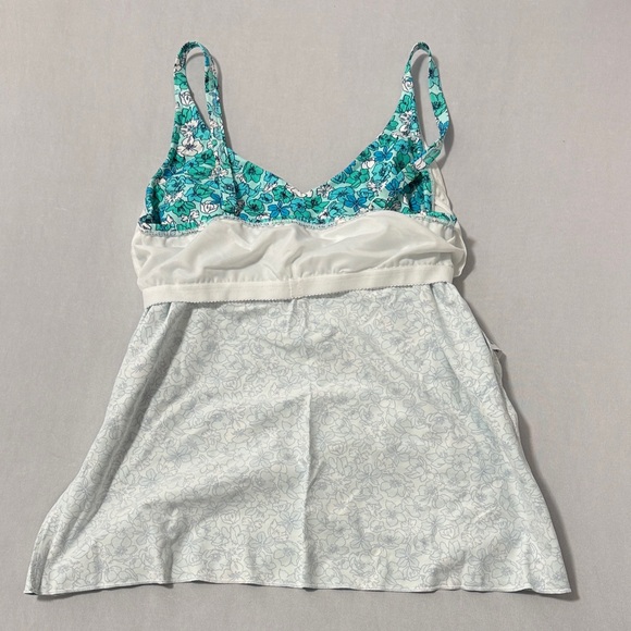 Lands' End Aqua and White Floral Swim Top Size Small Long Torso 6-8 NWT - Picture 5 of 7